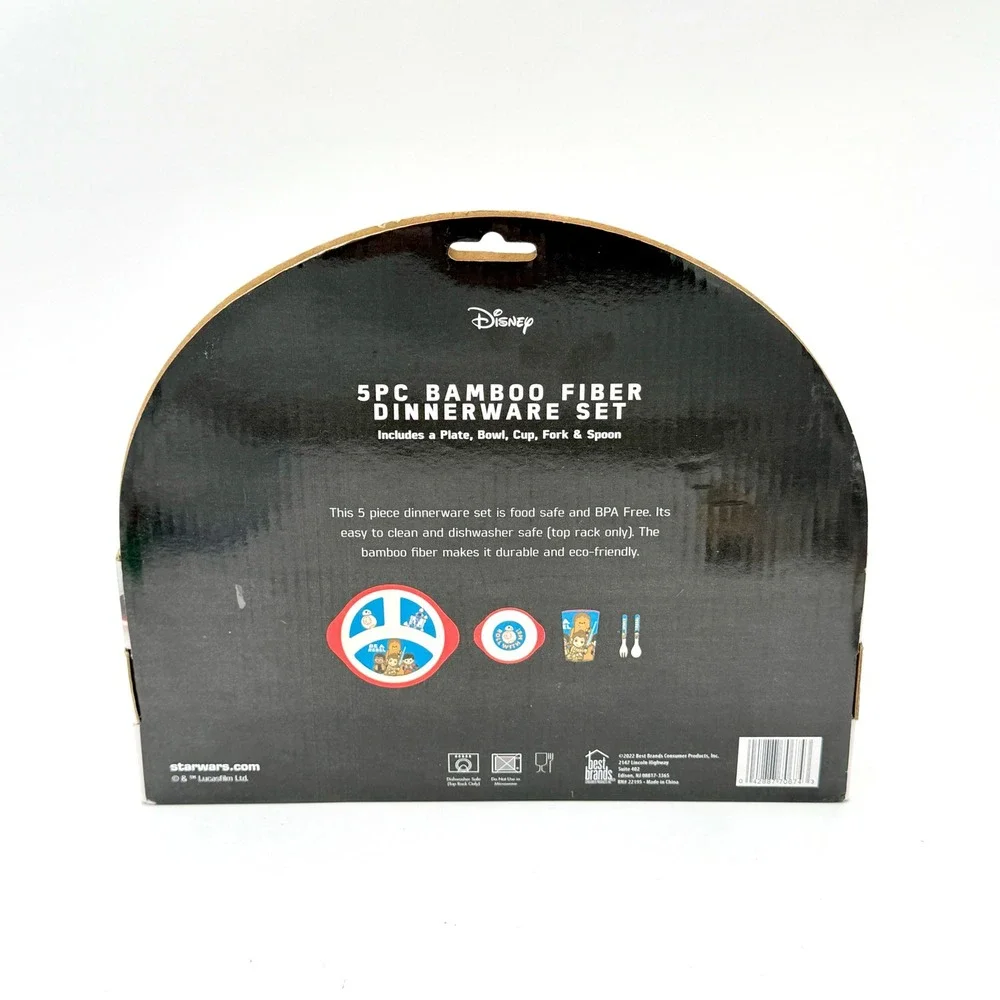 Star Wars Disney 5pc Bamboo Fiber Dinnerware Set Plate Bowl Cup Fork Spoon NEW